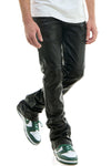 Waxed Zipper Stacked Skinny Fit Pants