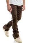 Waxed Zipper Stacked Skinny Fit Pants