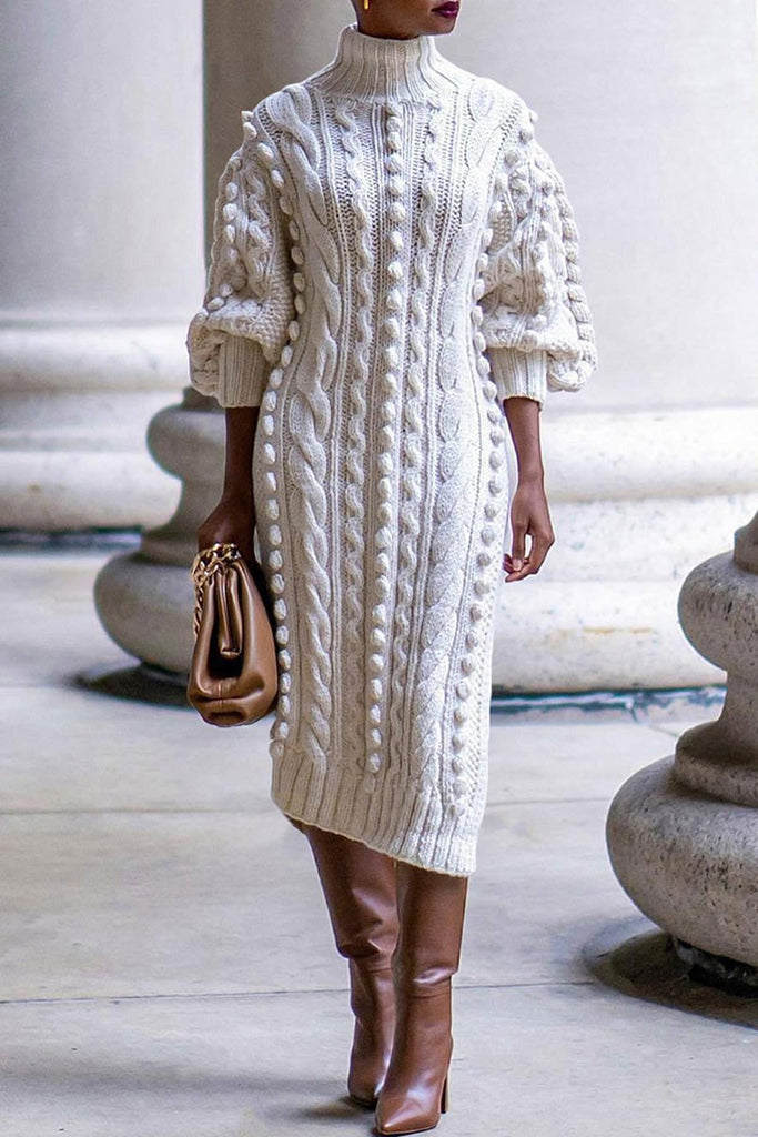 Midi Length Knitted Sweater Dress