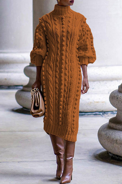 Midi Length Knitted Sweater Dress