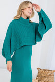 Ribbed Sleeve Shawl Sweater Dress