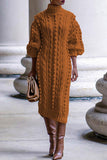 Midi Length Knitted Sweater Dress
