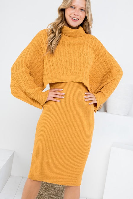 Midi Length Knitted Sweater Dress
